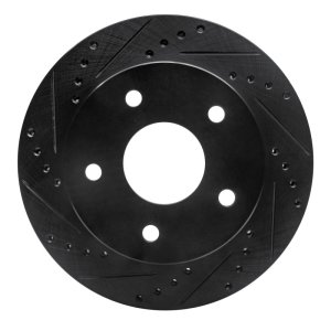 Dodge Ramcharger Brake Rotor (1) - Front Left - R1 Concepts - Drilled & Slotted - Black - `00-`02